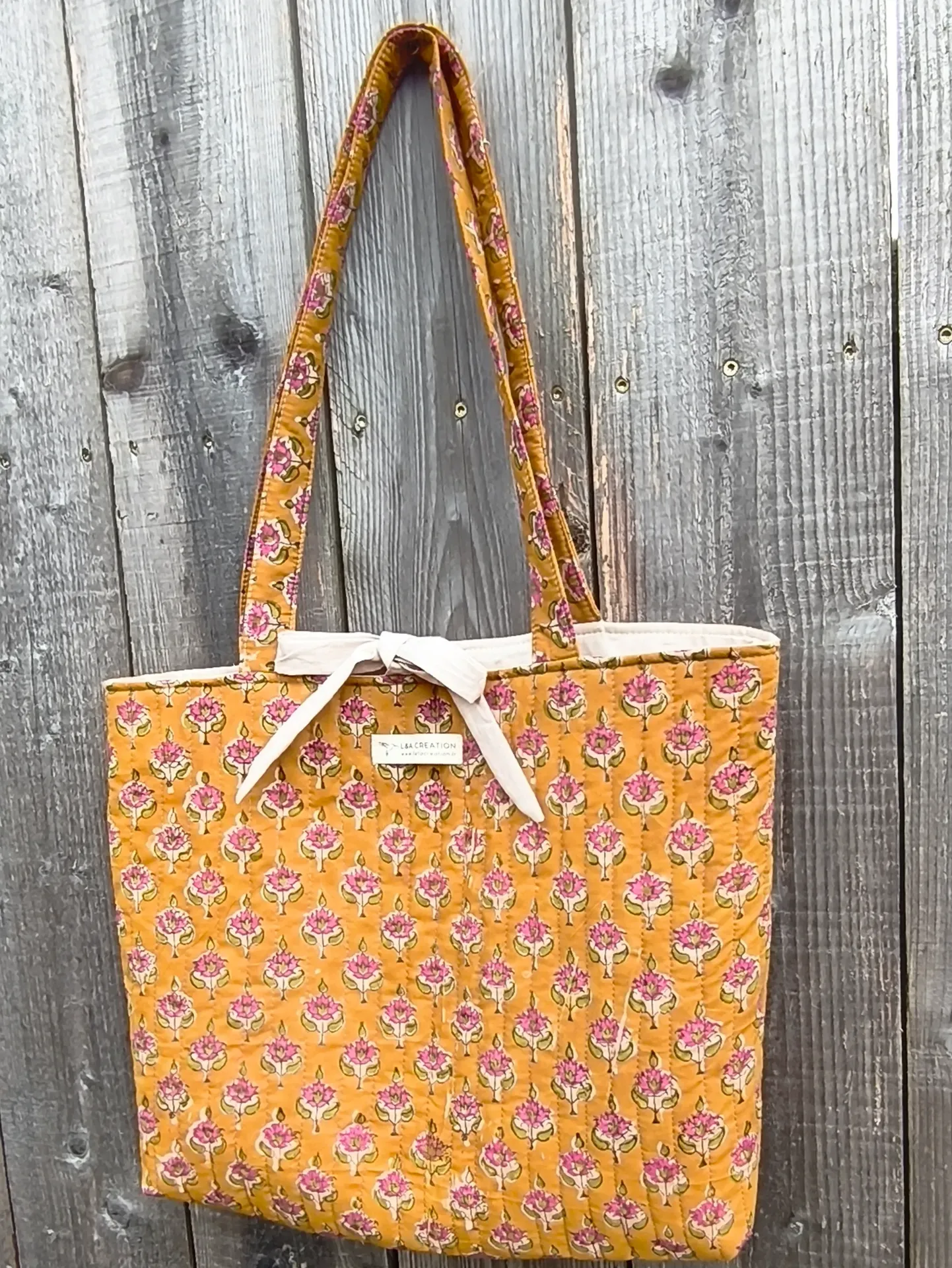 Sac cabas matelassé en coton Indien - Collection India - HandBlock Print - Edition limitée - Création Artisanale Française