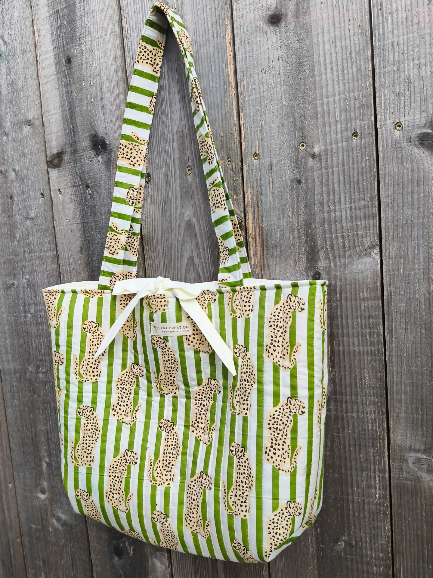 Sac cabas matelassé en coton Indien - Collection India - HandBlock Print - Edition limitée - Création Artisanale Française