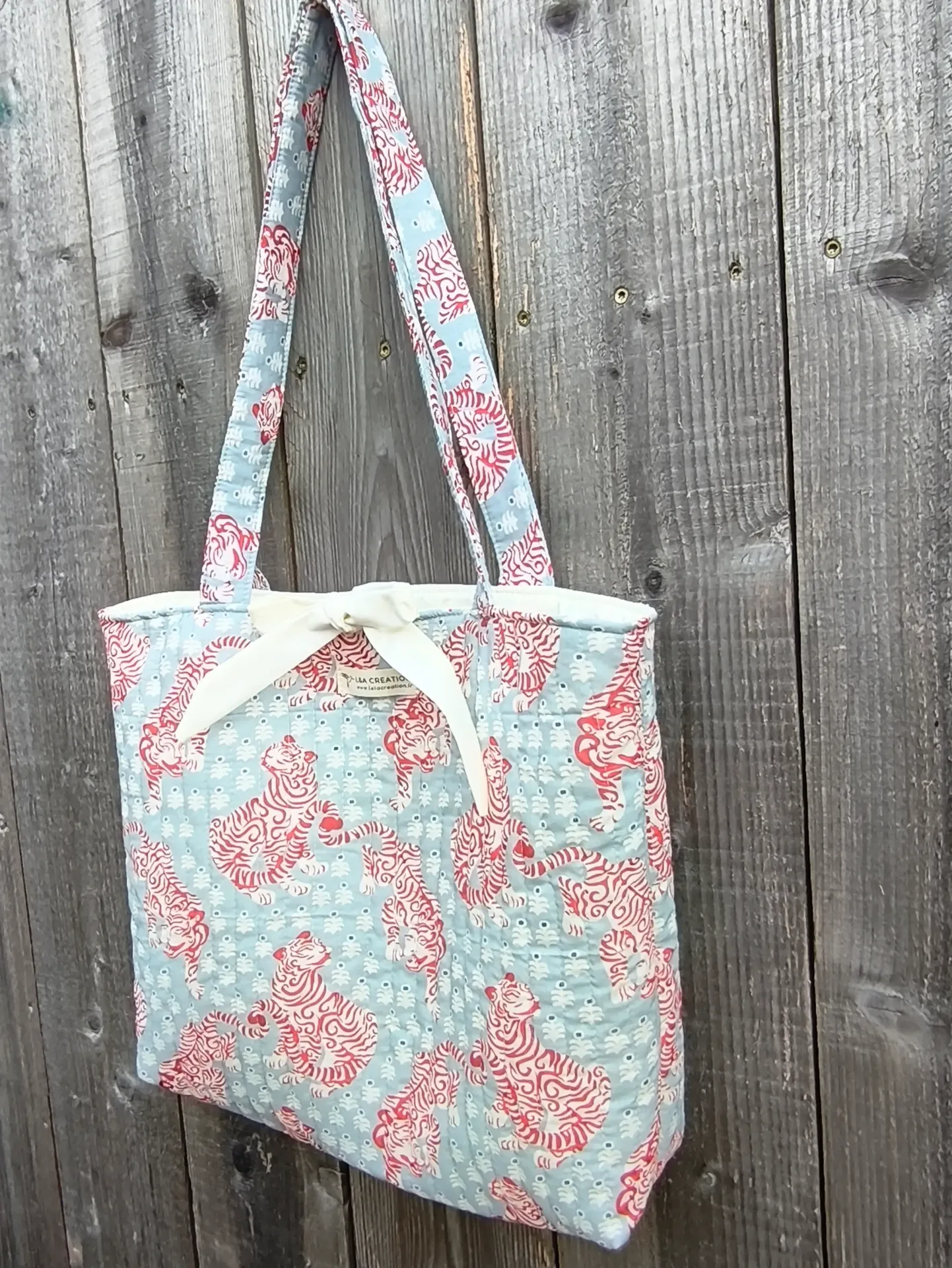 Sac cabas matelassé en coton Indien - Collection India - HandBlock Print - Edition limitée - Création Artisanale Française