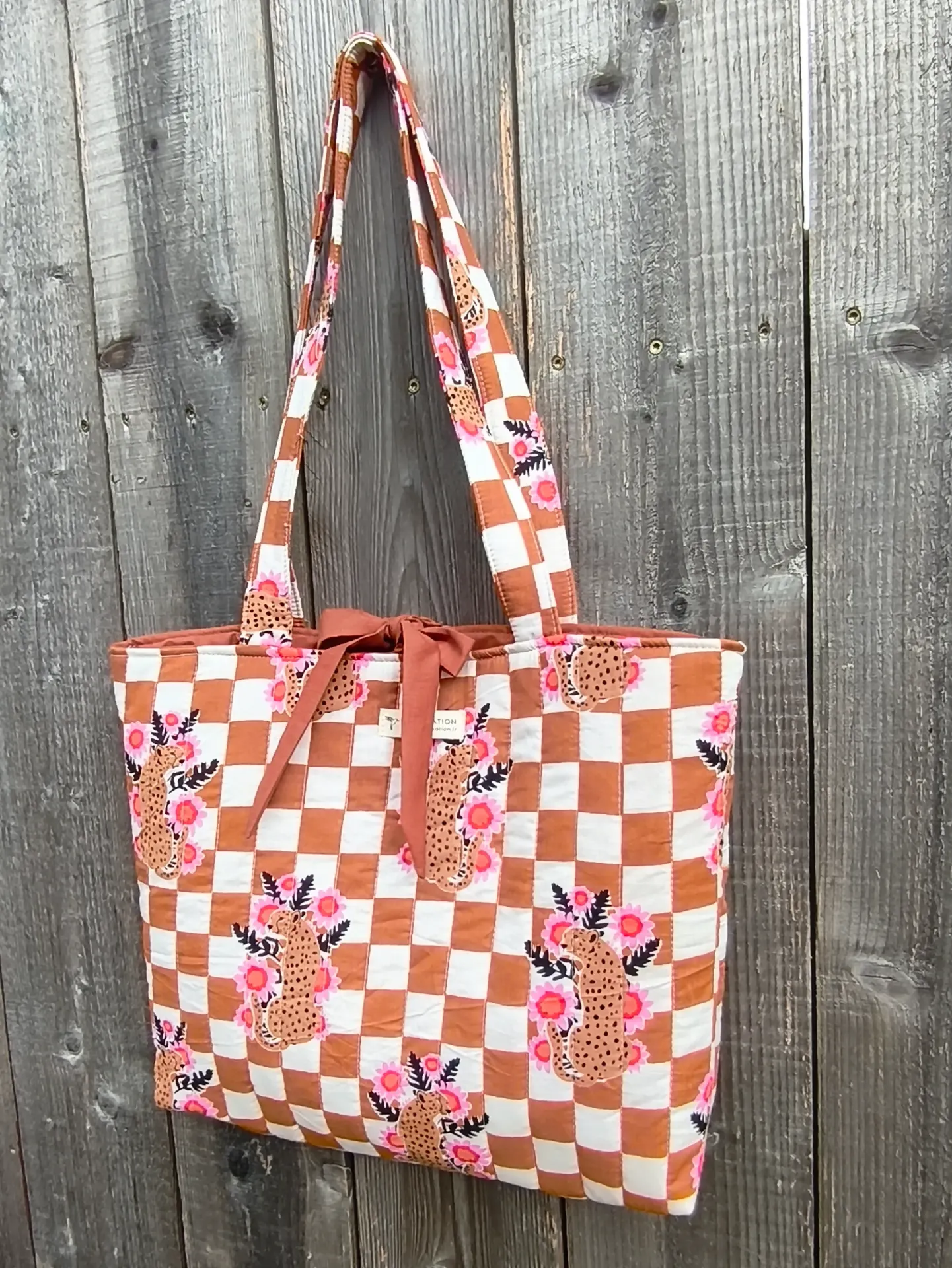 Sac cabas matelassé en coton Indien - Collection India - HandBlock Print - Edition limitée - Création Artisanale Française