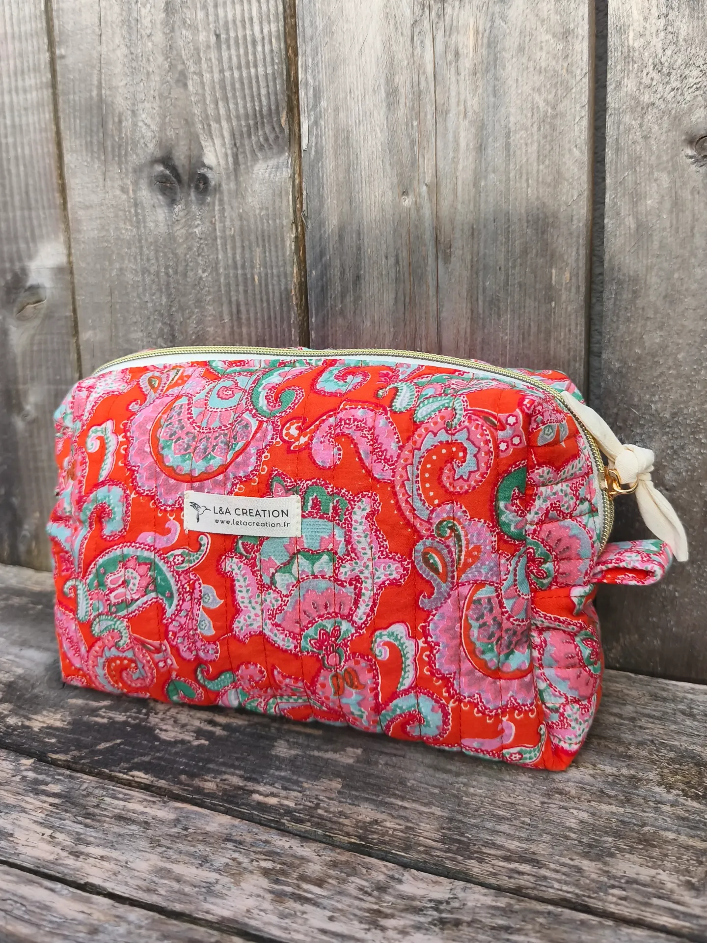 Trousse maquillage - pochette matelassée - coton INDIA HandBlock Print - EDITION LIMITEE