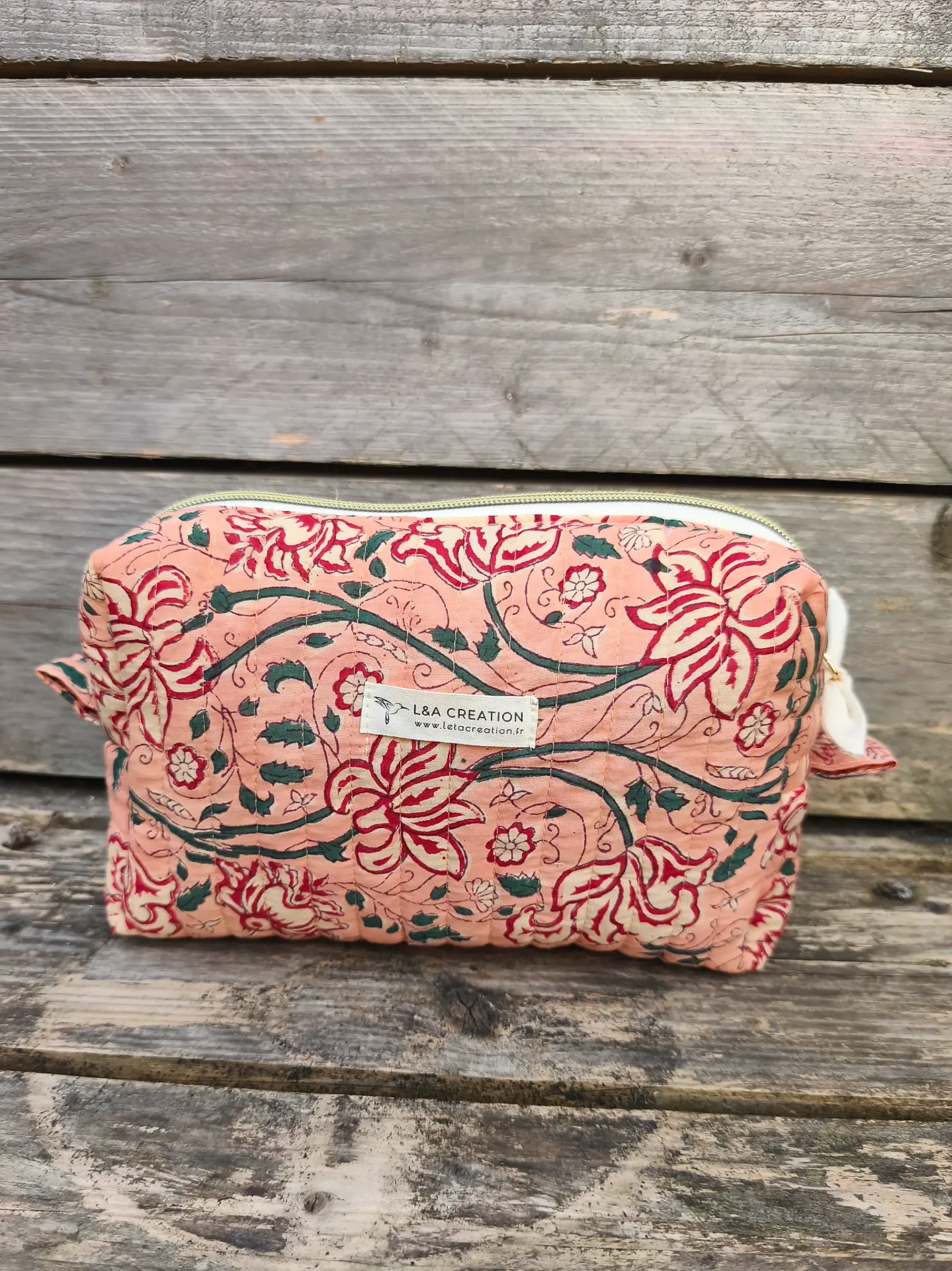Trousse maquillage - pochette matelassée - coton INDIA HandBlock Print - EDITION LIMITEE