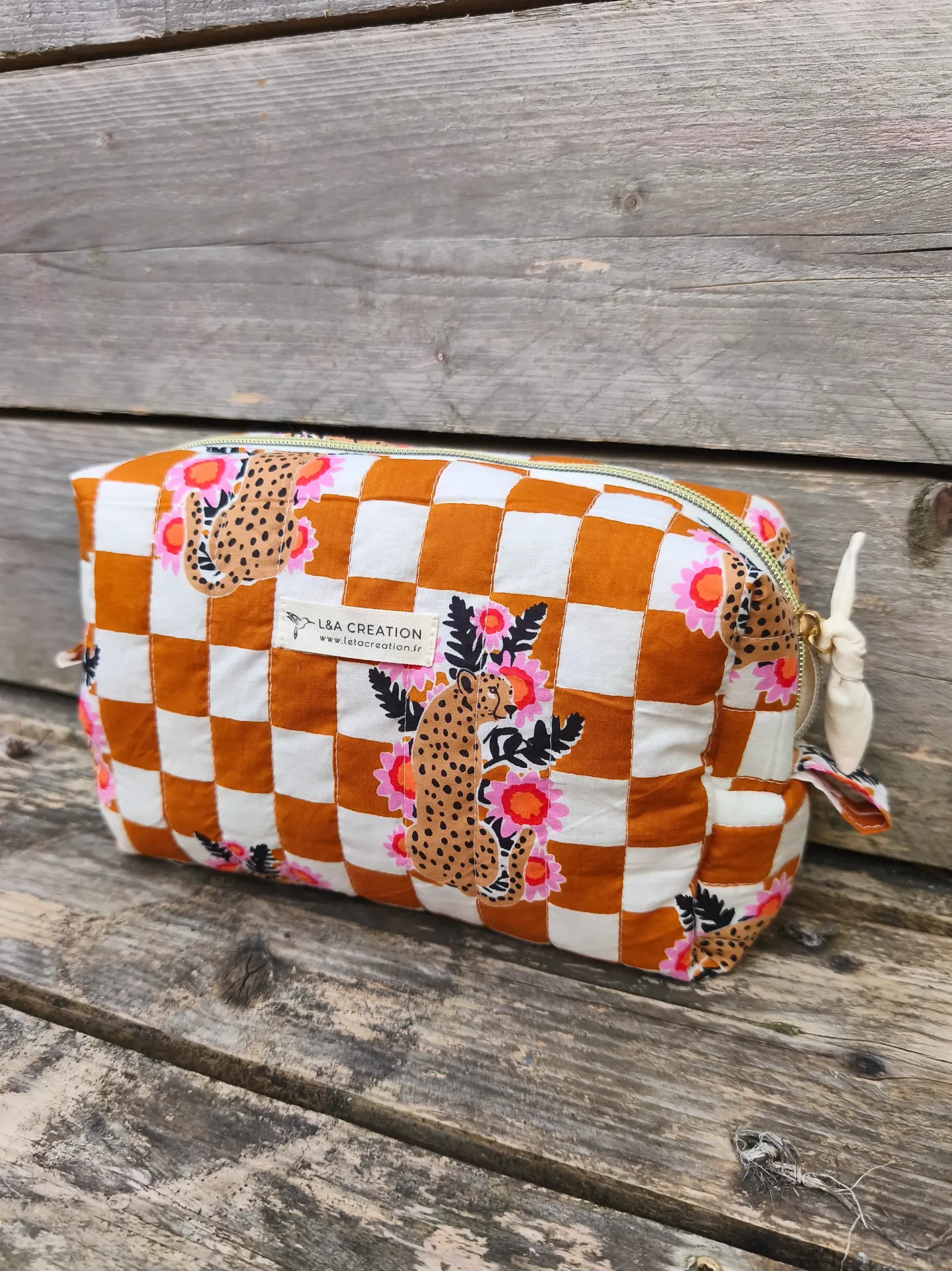 Trousse maquillage - pochette matelassée - coton INDIA HandBlock Print - EDITION LIMITEE