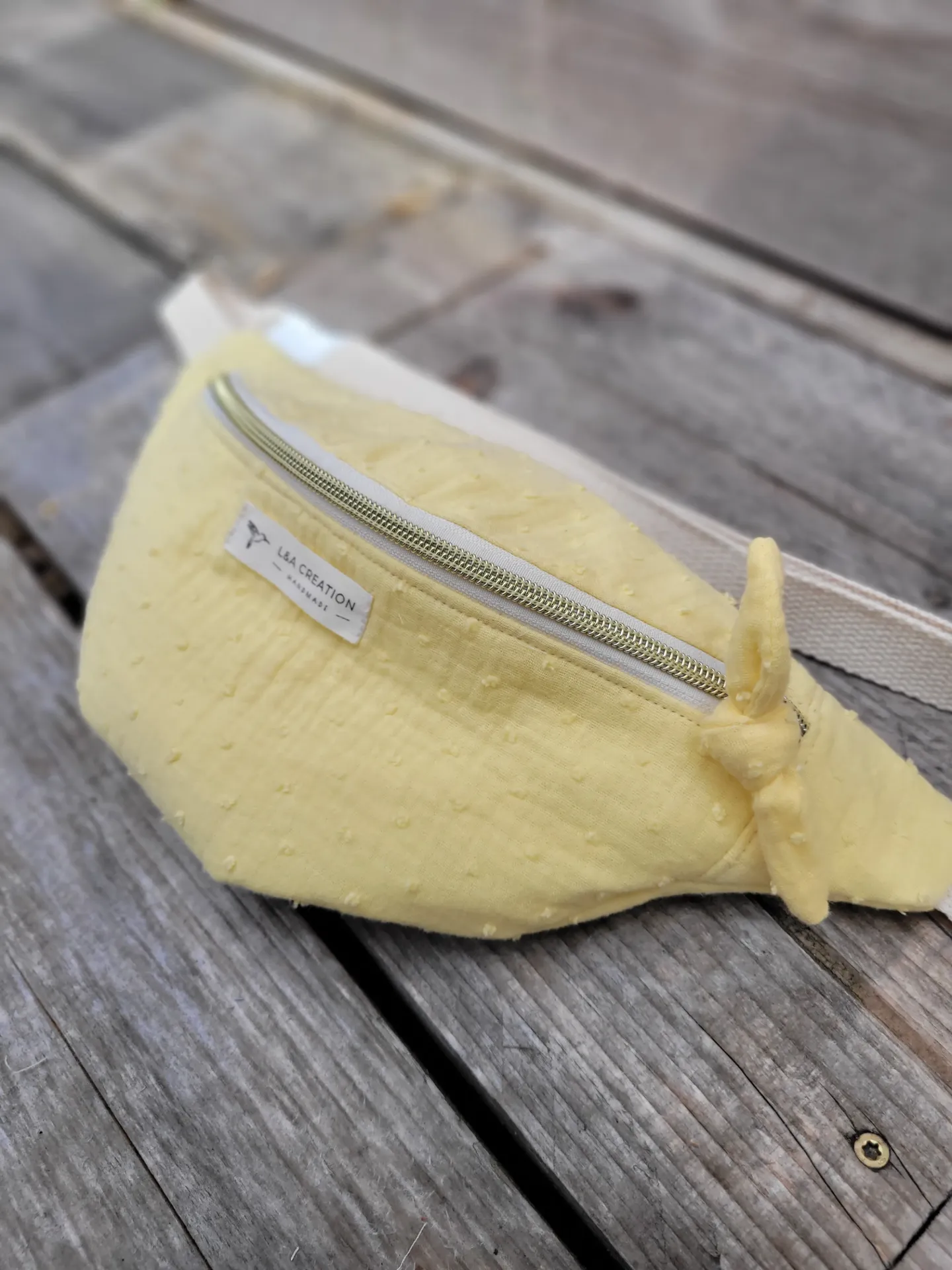 Sac Banane en coton plumetis (Jaune vanille)