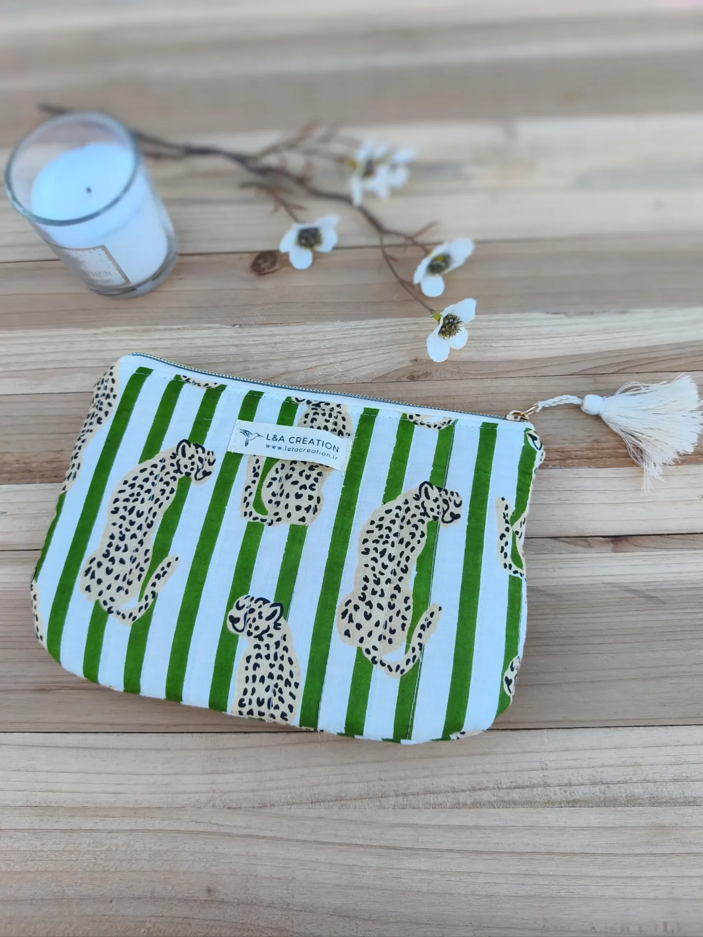 Pochette plate de sac matelassé  Coton India HandBlock Print