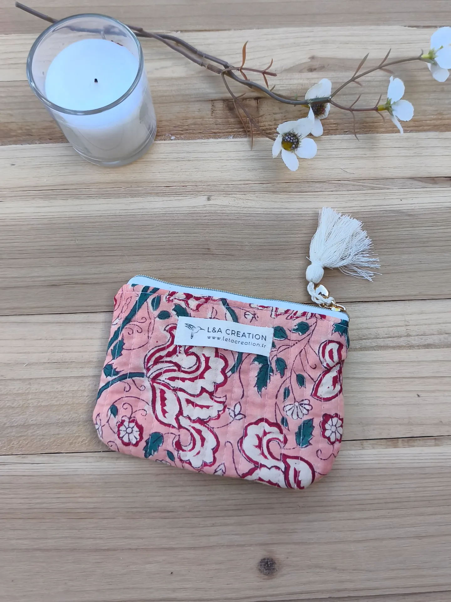 Porte monnaie matelassé - Coton India HandBlock Print -  motifs au choix