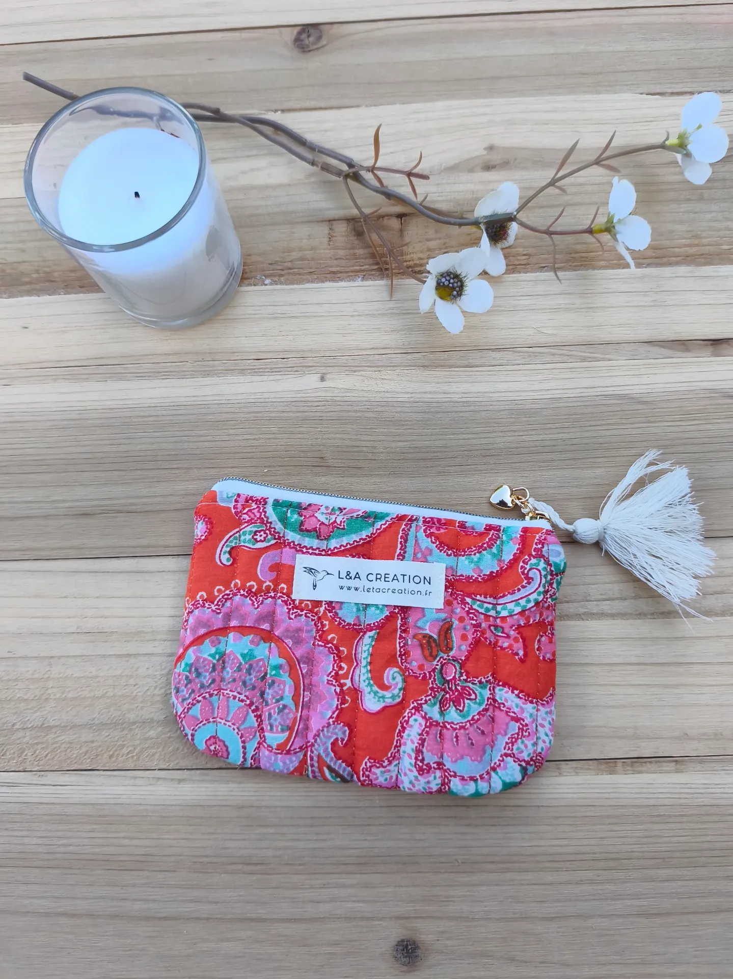 Porte monnaie matelassé - Coton India HandBlock Print -  motifs au choix