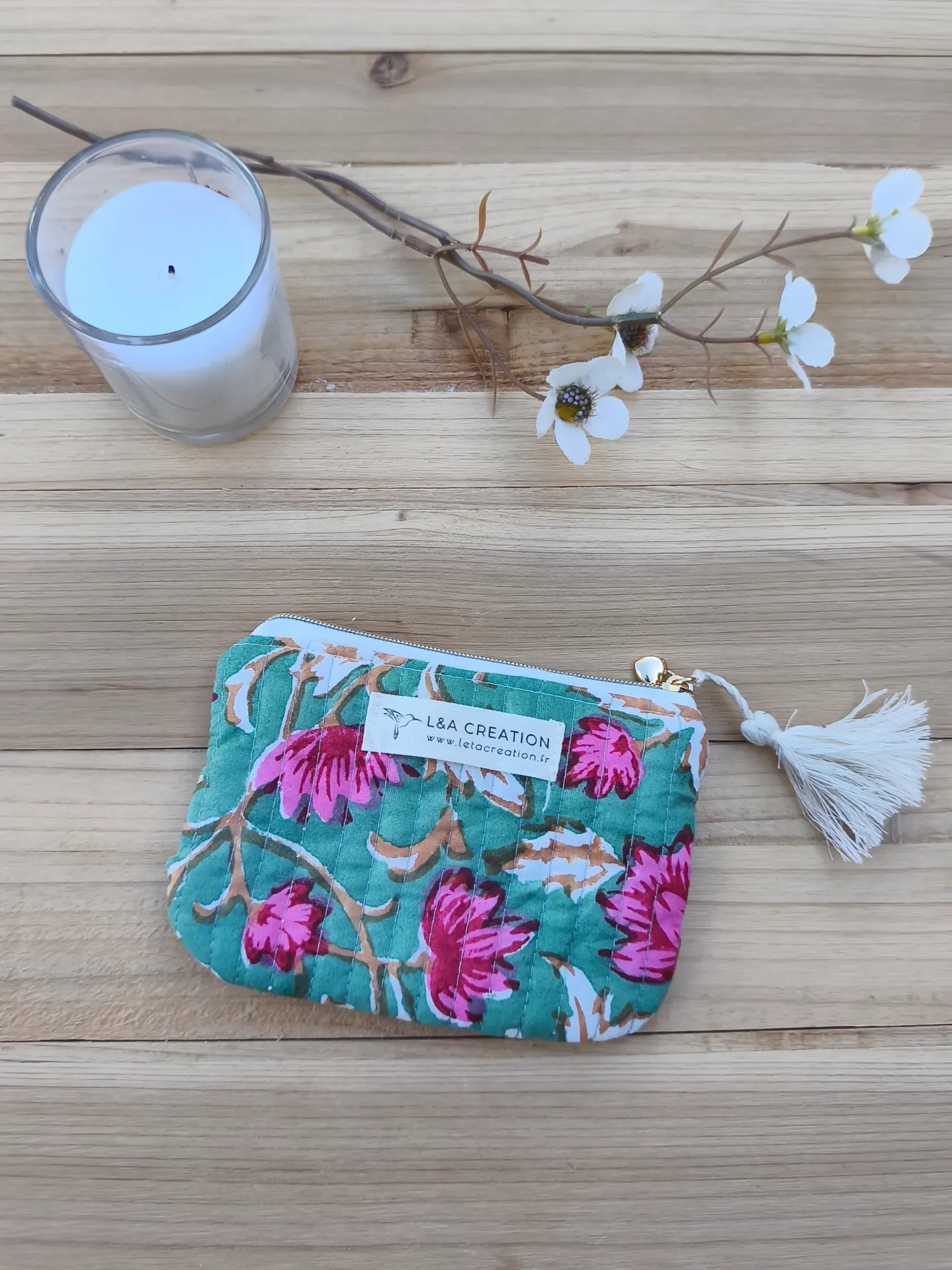 Porte monnaie matelassé - Coton India HandBlock Print -  motifs au choix