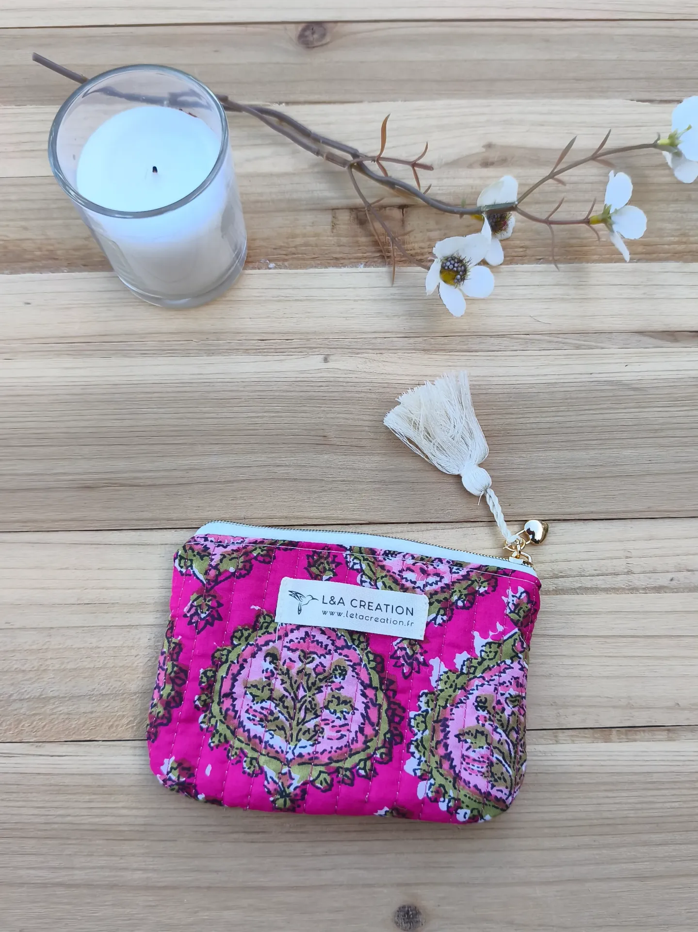 Porte monnaie matelassé - Coton India HandBlock Print -  motifs au choix