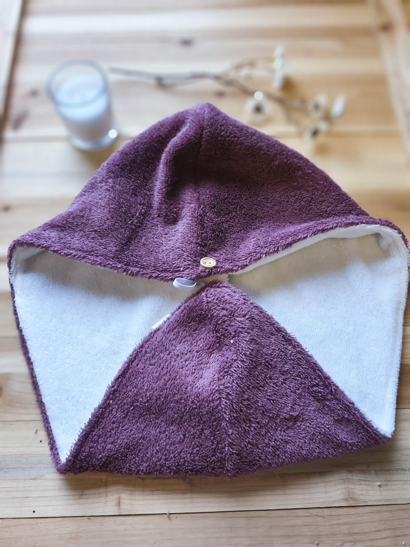 Serviette Turban pour Cheveux - Éponge Bambou & Nid d'Abeille Bio