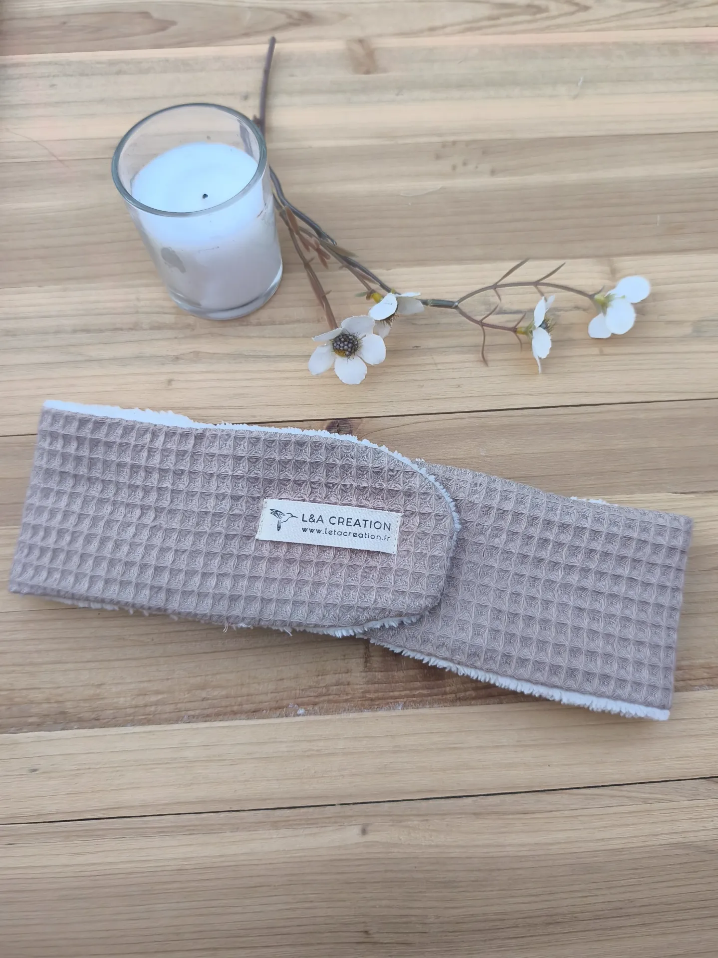 Kosmetik-Haarband zum Abschminken - Bio-Waffelpiqué & Bambusfrottee (Farbe nach Wahl)
