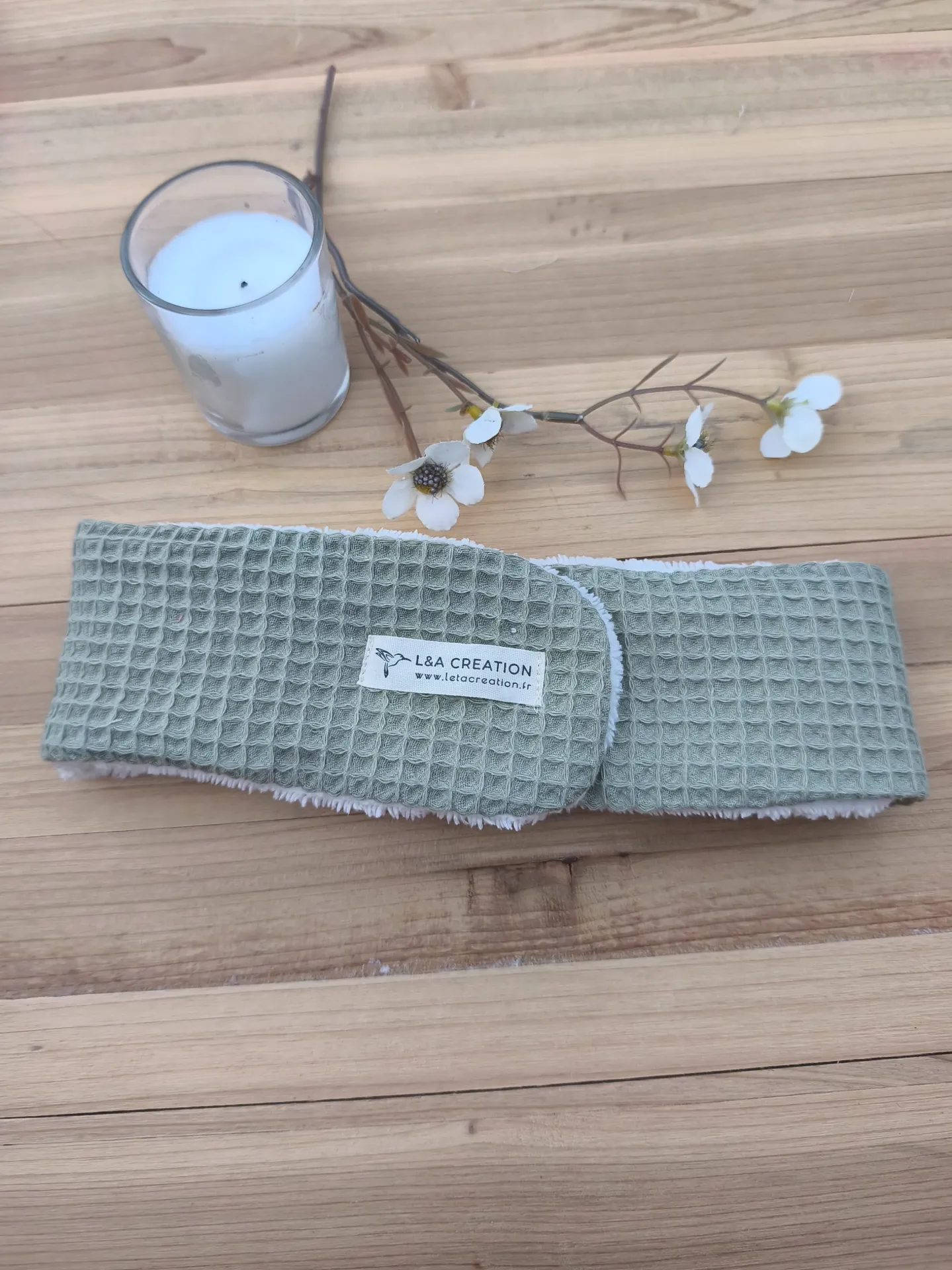 Bandeau de Soin Démaquillage - Nid d'Abeille Bio & Éponge Bambou (Couleur au Choix)