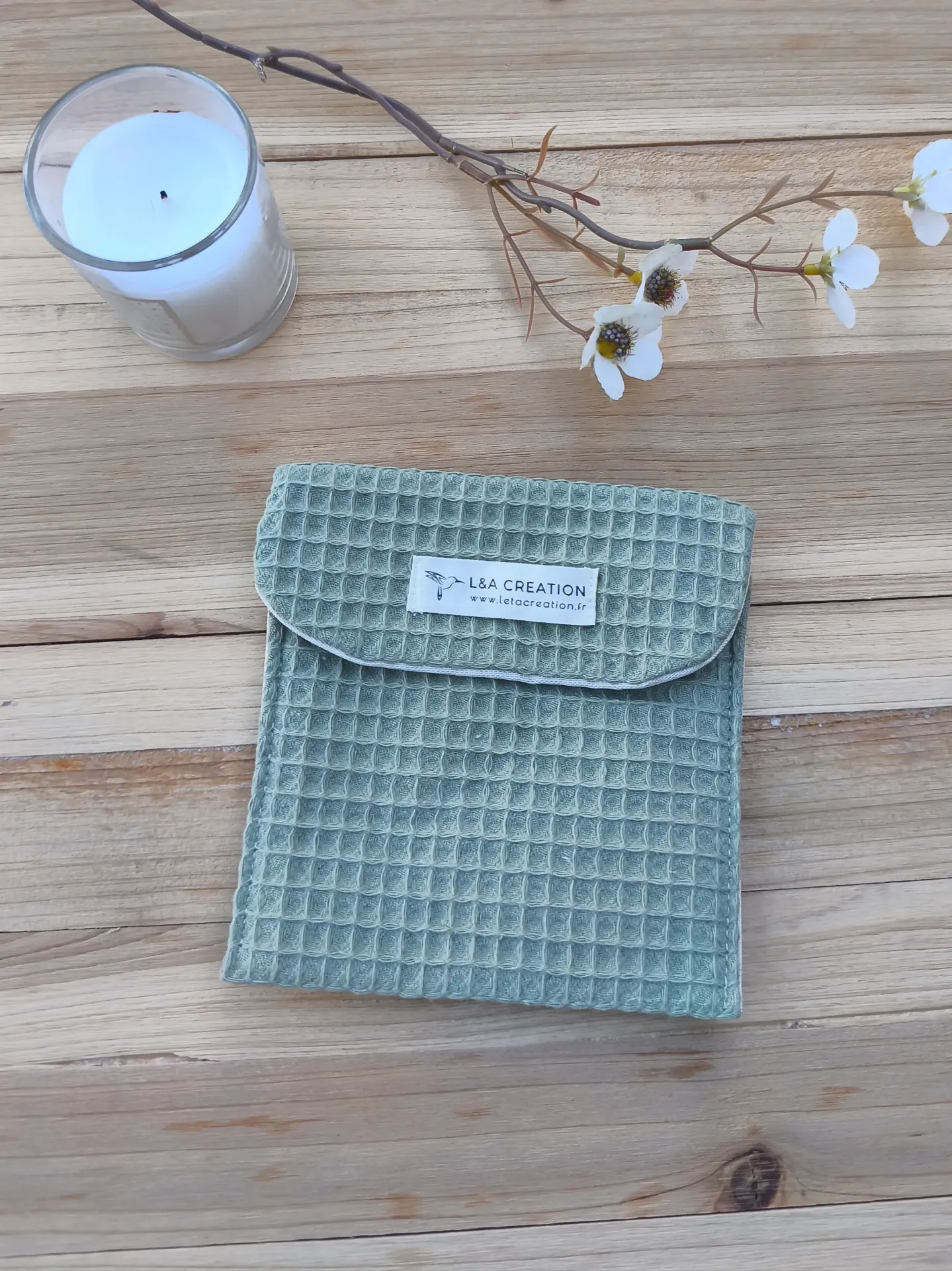 Waterproof Soap & Wipes Pouch - Organic Waffle Cotton (Choice of Colours)
