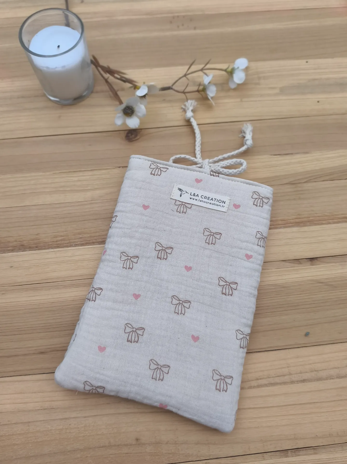 Pochette à Livre ou liseuse - Rembourrée en Gaze de Coton Bio