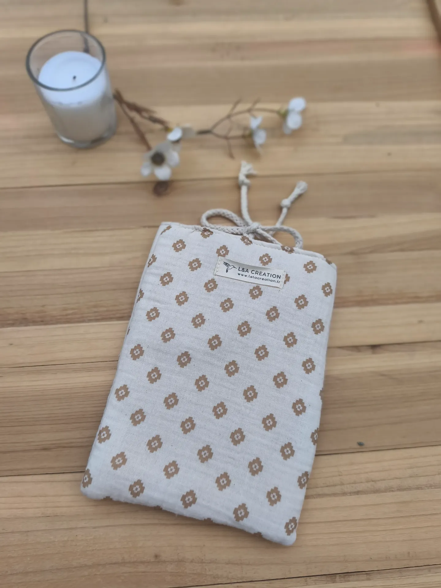 Pochette à Livre ou liseuse - Rembourrée en Gaze de Coton Bio