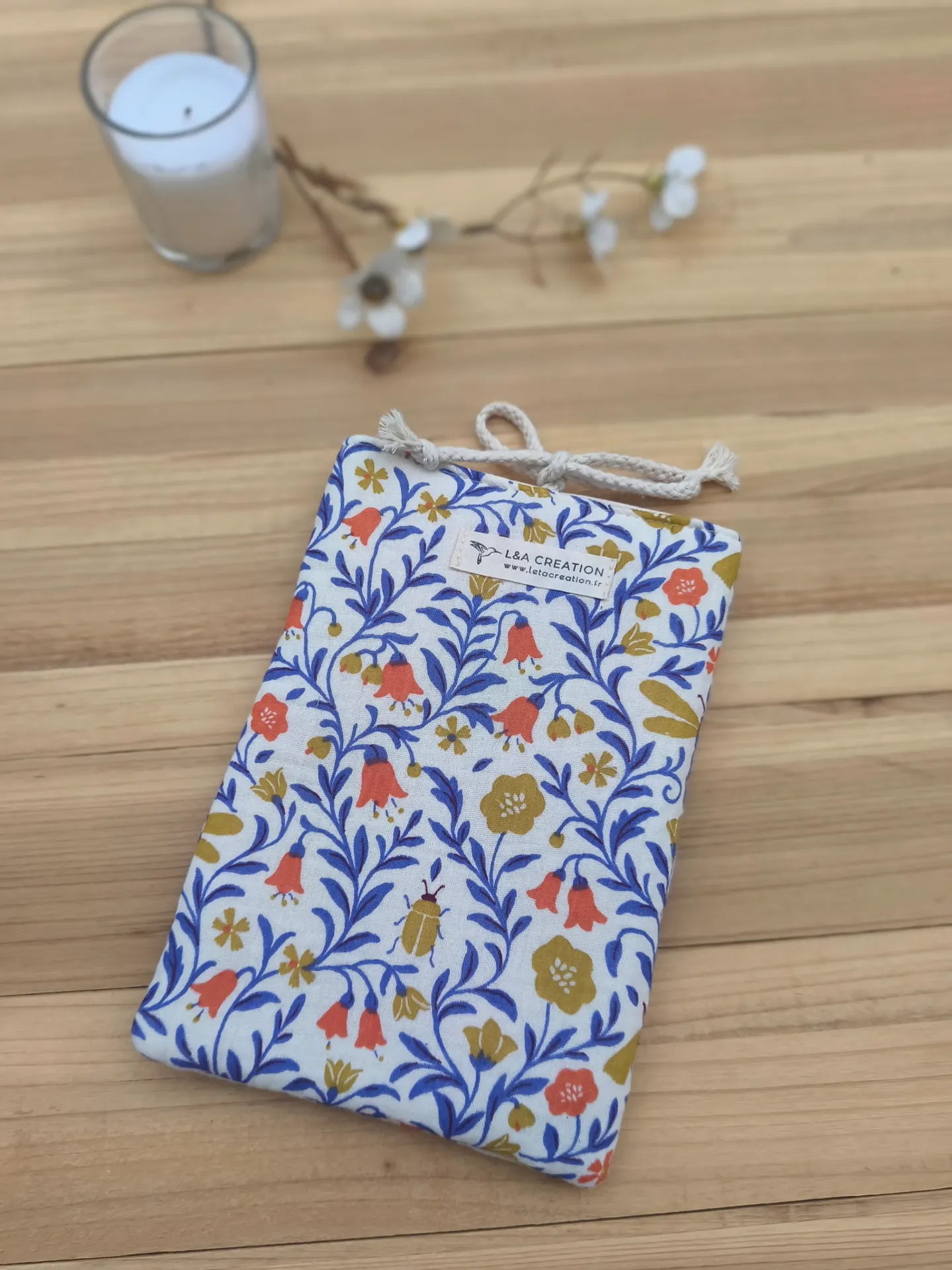 Pochette à Livre ou liseuse - Rembourrée en Gaze de Coton Bio