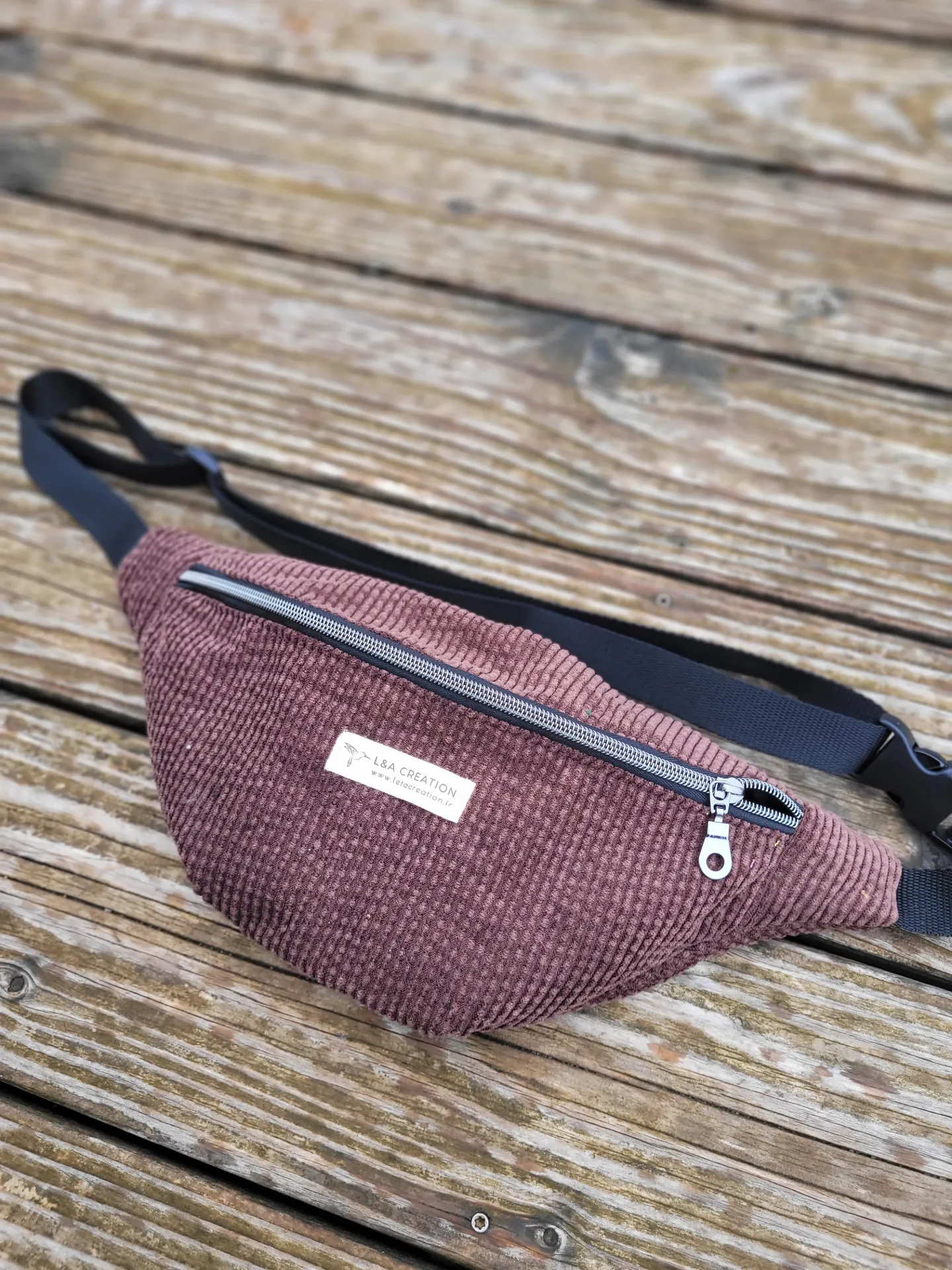 Sac Banane Velours côtelé - couleur au choix  (NON, Ecru, finition doré)