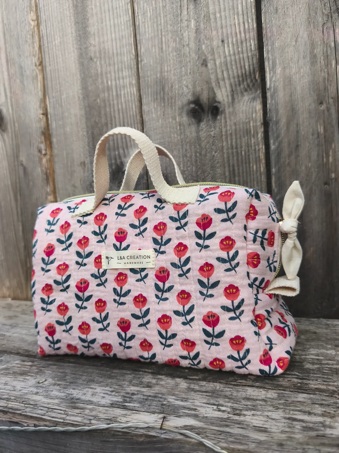 Trousse de Maquillage Matelassée en Gaze de Coton - Motifs au Choix