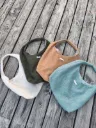 Sac Hobo Bouclette Cocooning & Gaze de Coton Bio (Écru, Camel, Lagon, Kaki)