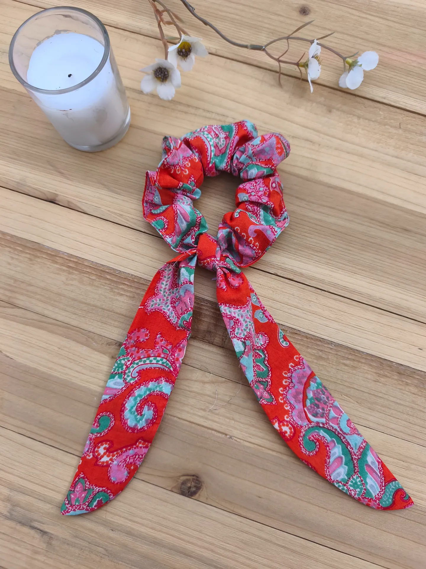 2-in-1 Scarf Scrunchie - Hand Block-Printed Indian Cotton (18)