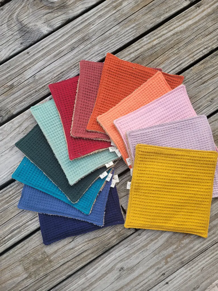 Essuie-Tout écologique Coton gaufré nid abeille et Eponge - PERSONNALISABLE - SUR COMMANDE 