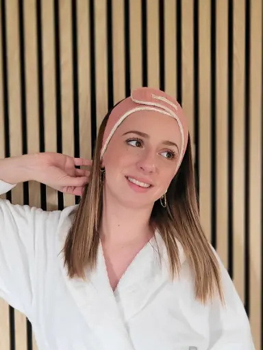 Bandeau de soins skincare pour maquillage en  coton nid d 'abeille BIO et Eponge bambou -  nombreux coloris