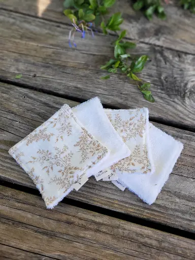 Lingette  coton démaquillant en gaze de coton BIO imprimé et Eponge bambou -  PERSONNALISABLE - SUR COMMANDE