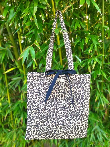 Tote Bag réversible en gaze de coton BIO LEOPARD - modèle LEO6 - EDITION LIMITEE 