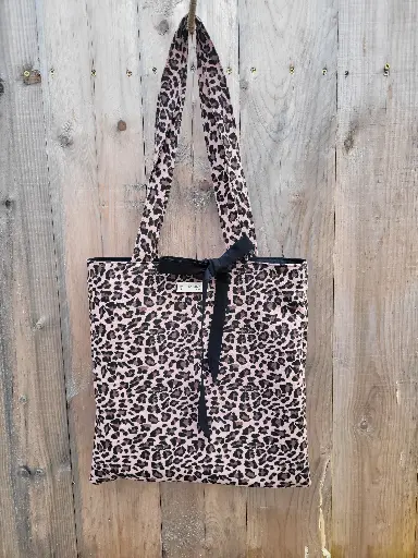 Tote Bag réversible en gaze de coton BIO LEOPARD - modèle LEO1 - EDITION LIMITEE 