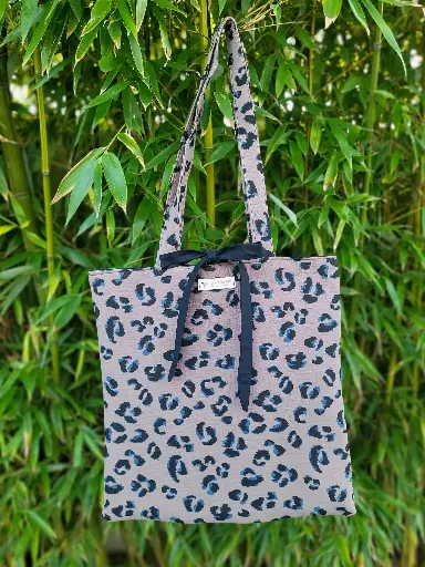 Tote Bag réversible en gaze de coton BIO LEOPARD - modèle LEO4 - EDITION LIMITEE