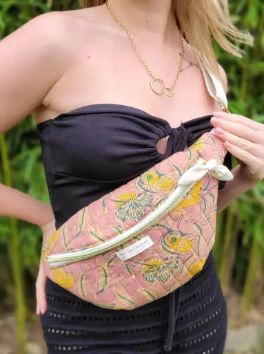 Sac Banane en coton HandBlock Print Matelassé - modèle Unique   