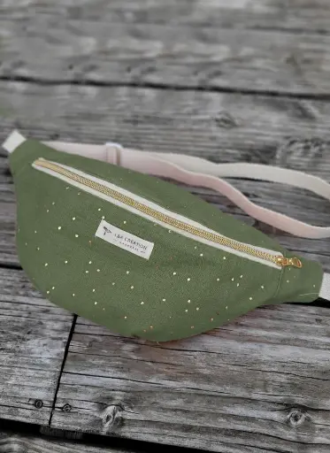 Sac Banane Gaze de Coton à pois doré  - PERSONNALISABLE - SUR COMMANDE