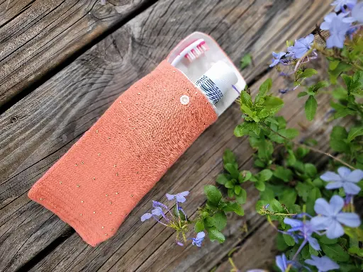 Etui de voyage pour brosse à dents et dentifrice  - coton Double gaze à pois doré