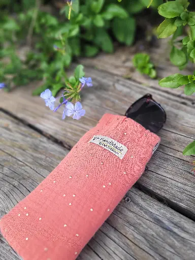 Etui à lunettes - coton gaze de coton à pois couleur au  choix