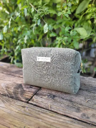 Trousse maquillage - petit vanity gaze de coton à pois - couleur au choix - SUR COMMANDE